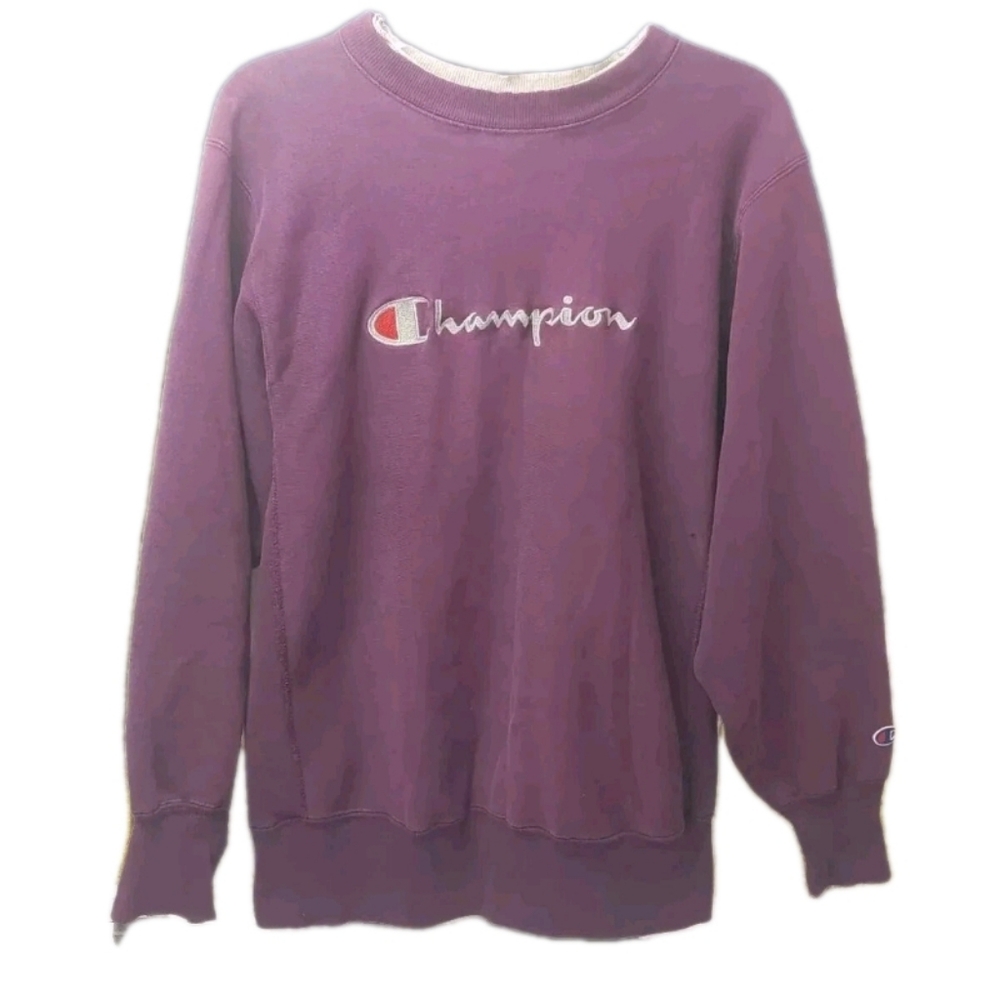 Vtg Champion Reverse Weave Sweatshirt Large Crewneck USA Made Distressed Grunge